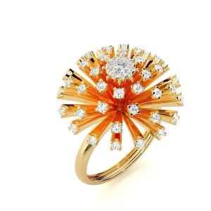 Gold Blooming Flower Diamond Cocktail Ring