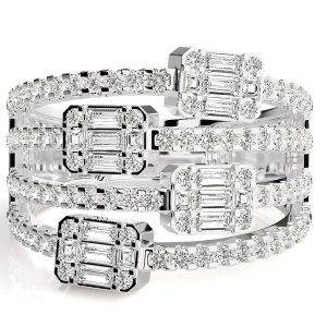 Baguette Diamond Silver Ring